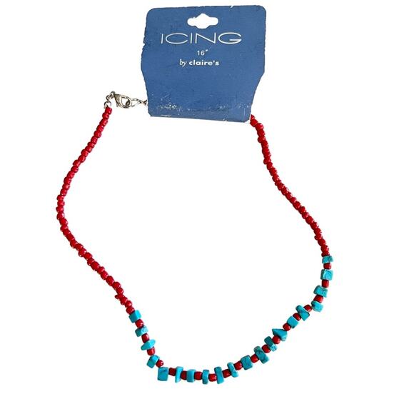 Y2K Icing by Claire’s Turquoise Coral Beaded Necklace NWT Western Boho - Picture 1 of 2